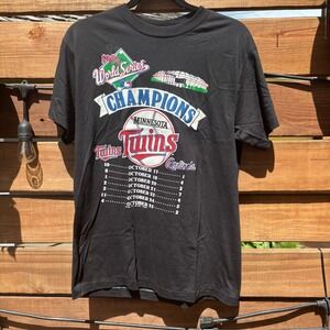 Garan Minnesota Twins T-Shirt Mens XL Black 1987 World Series Champions